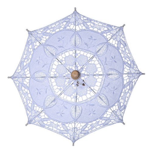 Decorative white lace umbrella - white,
