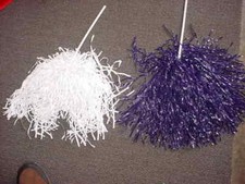  2- Full 10" Blue & White Cheerleader Pom Pon Poms Costume Football Lot UU