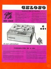GELOSO / MAGNETOPHONE G 681-682 / DEPLIANT 1966  ?