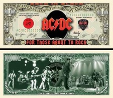AC/DC BILLET MILLION DOLLAR US! ANGUS YOUNG Bon Scott Logo Hard Rock Heavy Métal