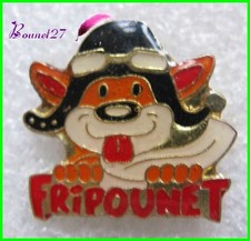 Pin's Ancienne BD enfant FRIPOUNET chien avec casque moto #G4