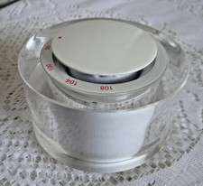 Radio de bureau FM à piles de Bohémia cylindre en acier et verre objet curiosité