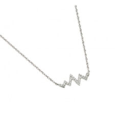 Argent Sterling .925 Plaqué Rhodium Zircon Transparent Zig-Zag Heartbeat Collier