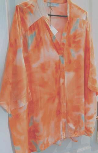 Chemisier tie and die orange - die,