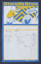 Facture 1920 LES BISCUITS BRUN Bébé Voiture illustrée billhead 109