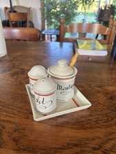 service bistrot Pot Cornichon saliere poivre moutarde porcelaine Auteuil Lobjoy