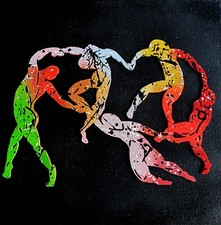 SPACO signed RONDE  MATISSE TABLEAU pop street ART graffiti paint danse