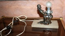 ART DECO  LAMPE  VEILLEUSE femme Régule sur base en marbre