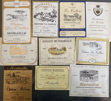 Lot de 10 étiquettes de vin AOC Monbazillac