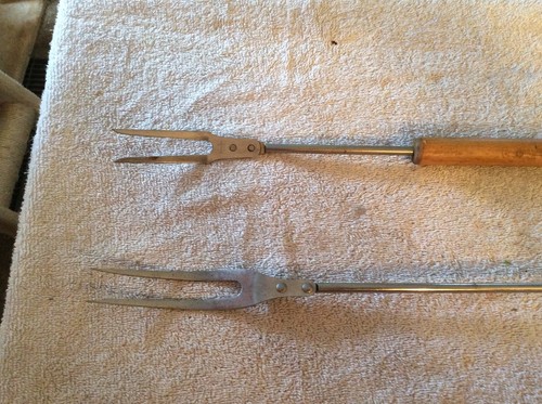 Pair wood handled bbq - wood, grill