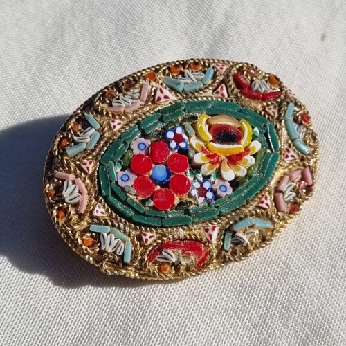 Ancienne broche ovale floral - ovale, -floral-