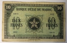 BILLET 10 FRANCS MAROC 1-3-1944