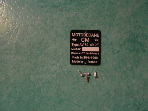 Plaque mines motobécane av89 - plaque,