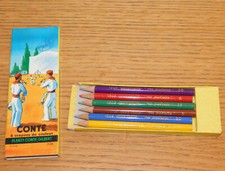 vintage BOITE LOT 6 CRAYON de COULEURS france CONTE BLANZY GILBERT ma palette