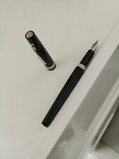 LUXUEUX STYLO MONTEGRAPPA ITALY ARMONIA BLACK FOUNTAIN PEN PLATINUM PLATED TRIM