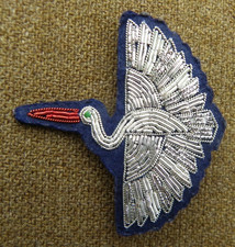 BROCHE CIGOGNE BRODÉE - MAISON MACON ET LESQUOY - EN CANNETILLE