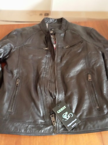 Blouson cuir marron guess - cuir,