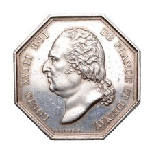 Jeton Octogonal - Louis XVIII - Université de France - Enseignement - Argent