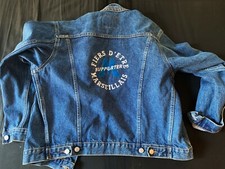 Veste en jean "fière d'être supporter marseillais" OM Marseille football vintage