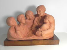 Gaston HAUCHECORNE Important groupe en terre cuite FAMILLE BRETONNE  art deco
