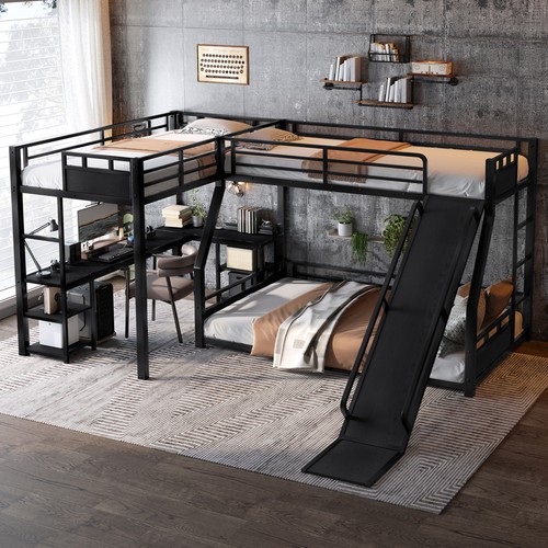 Shaped metal triple bunk - l-shaped,