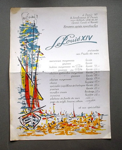 Menu ancien restaurant paris - menu,