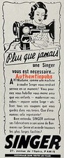 PUBLICITE SINGER MACHINE A COUDRE PLUS QUE JAMAIS NECESSAIRE DE 1940 AD PUB RARE