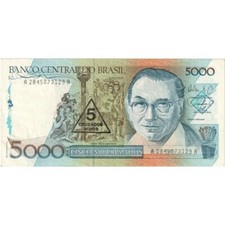 Brésil, 5 Cruzados Novos sur 5000 Cruzados, VZ