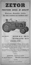 PUBLICITÉ 1958 TRACTEUR ZETOR 25 A 26 ET 42 CV DIESEL DE QUALITÉ - INTERACRA