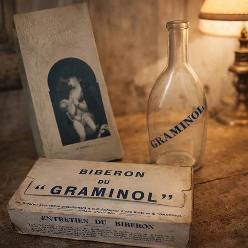 Ancien biberon graminol - ancien, en