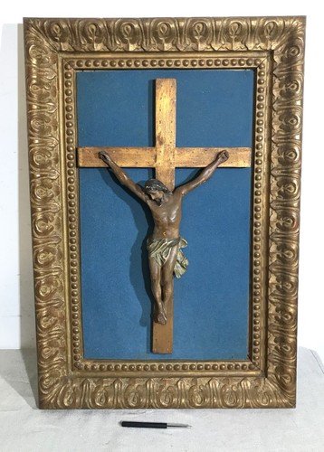 Crucifix bois polychrome - , et