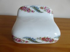 DEVIDOIR PORTE PAPIER TOILETTE en PORCELAINE de PARIS décor fleuri