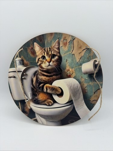 Plaque humoristique chat - plaque, wc