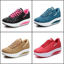 Baskets sneakers femme légère été compensée plateforme mode semelle épaisse 