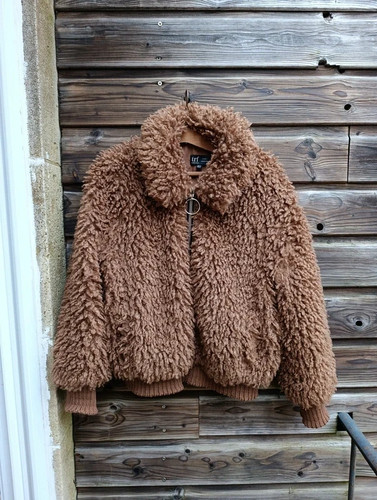 Veste marron effet mouton - effet,