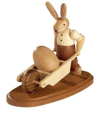 Figurine de Pâques Lapin Avec Brouette Nature Petit H=11cm Neuf Décoration