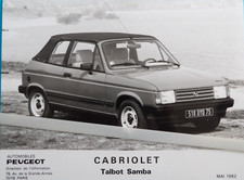 Photo Presse PEUGEOT TALBOT SAMBA Cabriolet de 05 / 82   ta17