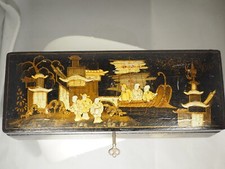 BOITE A GANTS ANCIENNE NAPOLEON III LAQUE DE CHINE ANTIQUE CHINESE LACQUER CASE