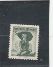L6926 AUTRICHE timbre N° Y&T 801 de 1951-52 " Costumes Tyrol Pusterta " Oblitéré