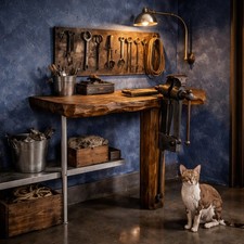 Console Ancien Chêne Fer