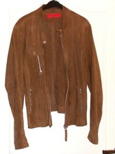 Veste cuir daim fin marron