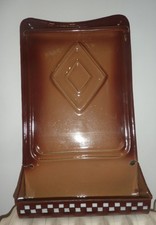 ancien porte louche émaillé ustensiles de cuisine en tôle  damier style lustucru