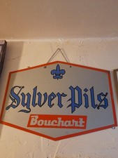 ancienne plaque tôle publicitaire non émaillée bières sylver pils bouchart
