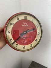 Ancienne Horloge Murale Ronde Vedette Électro Quartz Rouge Deco Retro