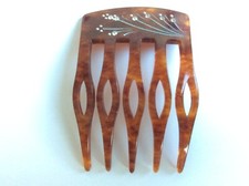 Peigne Barrette fausse écaille tortue ciselé Strass perles cheveux chignon