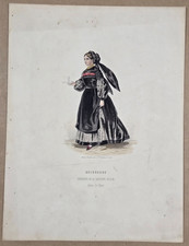 Gravure coloriée XIXe 