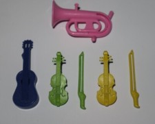 Playmobil Lot 4 Accessoires Personnage Musique Violon + Trombone + Guitare Bleue