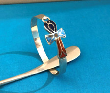 Bracelet jong Egyptien argent massif & émaux cloisonnés Croix de vie ANKH bijoux