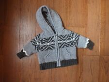 Veste manteau 6 mois tricotée sur l'extérieur et doublée polaire - Grise 