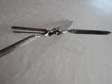 Ancien  FER A FRISER  Ancien Outil de Coiffeur Métal Nickelé Manches en Bois